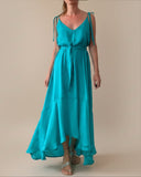 FRIDA DRESS SEA BLUE SATIN