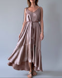 SATIN FRIDA DRESS CHAI/MORE COLOURS