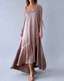 SATIN FRIDA DRESS CHAI/MORE COLOURS