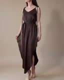 JUNE DRESS BROWN SATIN/MORE COLOURS