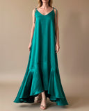 FRIDA DRESS EMERALD SATIN/MORE COLOURS