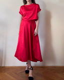 WRAPSKIRT RED SATIN