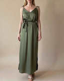 IRIS DRESS OLIVE SATIN/MORE COLOURS