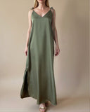 IRIS DRESS OLIVE SATIN/MORE COLOURS