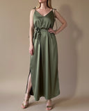 IRIS DRESS OLIVE SATIN/MORE COLOURS