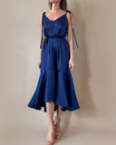 MIDI FRIDA DRESS NAVY SATIN/MORE COLOURS
