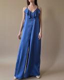 FRILL OVERALL CORNFLOWER BLUE SATIN/MORE COLOURS