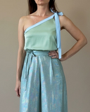 REVERSIBLE GAIA TOP MINT-BABYBLUE SATIN