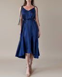 MIDI FRIDA DRESS NAVY SATIN/MORE COLOURS