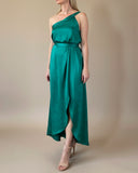HELENA DRESS EMERALD SATIN/MORE COLOURS