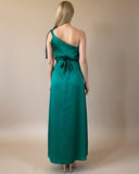 HELENA DRESS EMERALD SATIN/MORE COLOURS