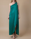 HELENA DRESS EMERALD SATIN/MORE COLOURS