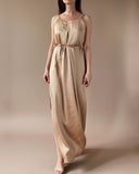 ROUND NECK JUNE DRESS CHAMPAGNE GOLD SATIN/MORE COLOURS