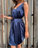 SATIN PETIT JUNE-DRESS NAVY BLUE/MORE COLOURS