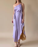 REVERSIBLE GAIA DRESS PASTEL VIOLET-YASMINE YELLOW