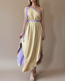 REVERSIBLE GAIA DRESS PASTEL VIOLET-YASMINE YELLOW