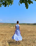 SLEEVELESS FRILL RUBY DRESS STRIPES