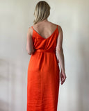 FLORA DRESS SUNSET ORANGE SATIN/MORE COLOUR