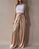 FOLDED PALAZZO PANTS CHAMPAGNE GOLD SATIN/MORE COLOURS