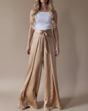 FOLDED PALAZZO PANTS CHAMPAGNE GOLD SATIN/MORE COLOURS
