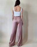 FOLDED PALAZZO PANTS PEONY PINK SATIN/MORE COLOURS