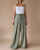 FOLDED PALAZZO PANTS PISTACHIO DOUBLE GAUZE/MORE COLOURS