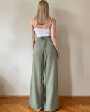 FOLDED PALAZZO PANTS PISTACHIO DOUBLE GAUZE/MORE COLOURS