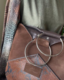 CHOCOLATE & PITHON PRINT LEATHER O-RING BAG