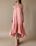MIDI FRIDA DRESS LIGHT CORAL SATIN/MORE COLOURS