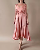 MIDI FRIDA DRESS LIGHT CORAL SATIN/MORE COLOURS