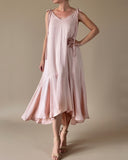 MIDI FRIDA DRESS PASTEL POWDER SATIN/MORE COLOURS