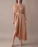 COLOURBLOCK FLORA DRESS CAMEL/CHAMPAGNE GOLD