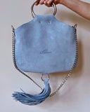 TWO SIDED MINI O-RING BAG BLUE BEIGE