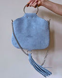 TWO SIDED MINI O-RING BAG BLUE BEIGE