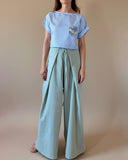 FOLDED PALAZZO PANTS SAGE DOUBLE GAUZE/MORE COLOURS