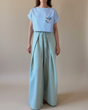 FOLDED PALAZZO PANTS SAGE DOUBLE GAUZE/MORE COLOURS