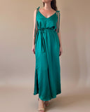 IRIS DRESS EMERALD SATIN/MORE COLOURS
