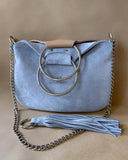 TWO SIDED MINI O-RING BAG BLUE BEIGE