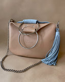 TWO SIDED MINI O-RING BAG BLUE BEIGE