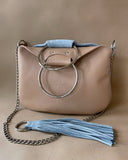 TWO SIDED MINI O-RING BAG BLUE BEIGE
