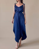 JUNE DRESS NAVY BLUE SATIN/MORE COLOURS
