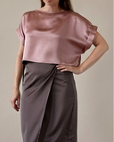 SATIN CROPPED AYA TOP PEONY PINK/MORE COLOURS