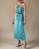 STRAIGHT DAPHNE DRESS WATERGREEN SATIN/MORE COLOURS