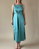 STRAIGHT DAPHNE DRESS WATERGREEN SATIN/MORE COLOURS