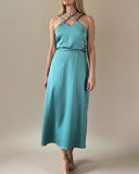 STRAIGHT DAPHNE DRESS WATERGREEN SATIN/MORE COLOURS