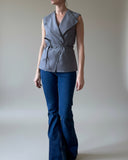 SLEEVELESS WRAPSHIRT GREY