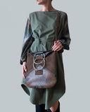 CHOCOLATE & PITHON PRINT LEATHER O-RING BAG