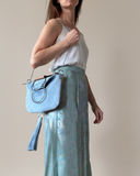 TWO SIDED MINI O-RING BAG BLUE BEIGE