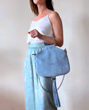 TWO SIDED MINI O-RING BAG BLUE BEIGE