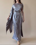 FREYA DRESS SILVER SATIN/MORE COLOURS